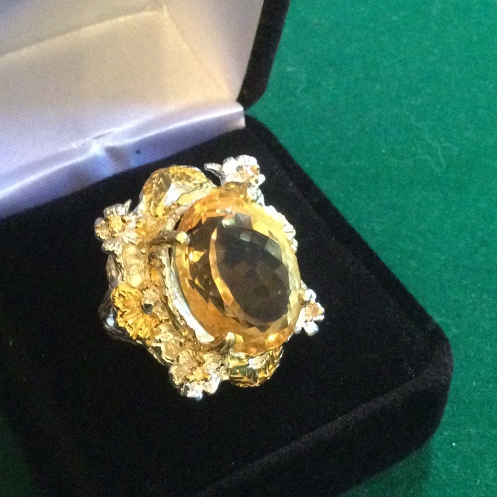 Amazing Genuine 20+ CTW Citrine, Custom made Ring - Picture 6 of 12